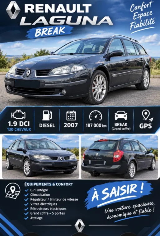  Bolide en vente Renault Laguna 2 Phase 2 - 1.9 dCi 130 ch, Marquise, J.V.Meca.Auto